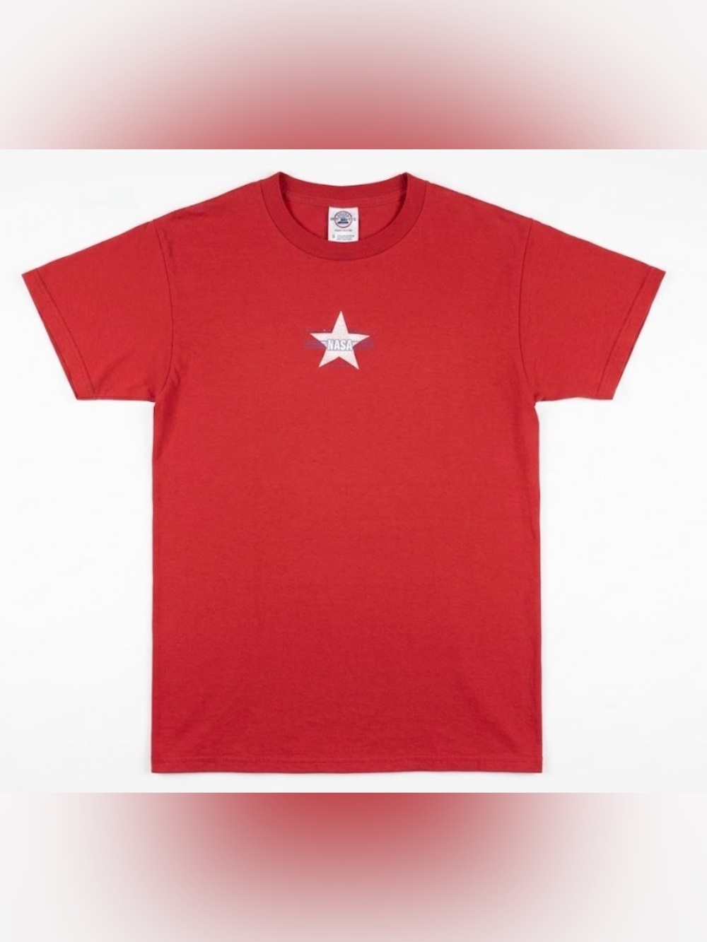 Vintage NASA Graphic T Shirt Mens Small Red Delta Pro Weight Space Star Logo Y2K